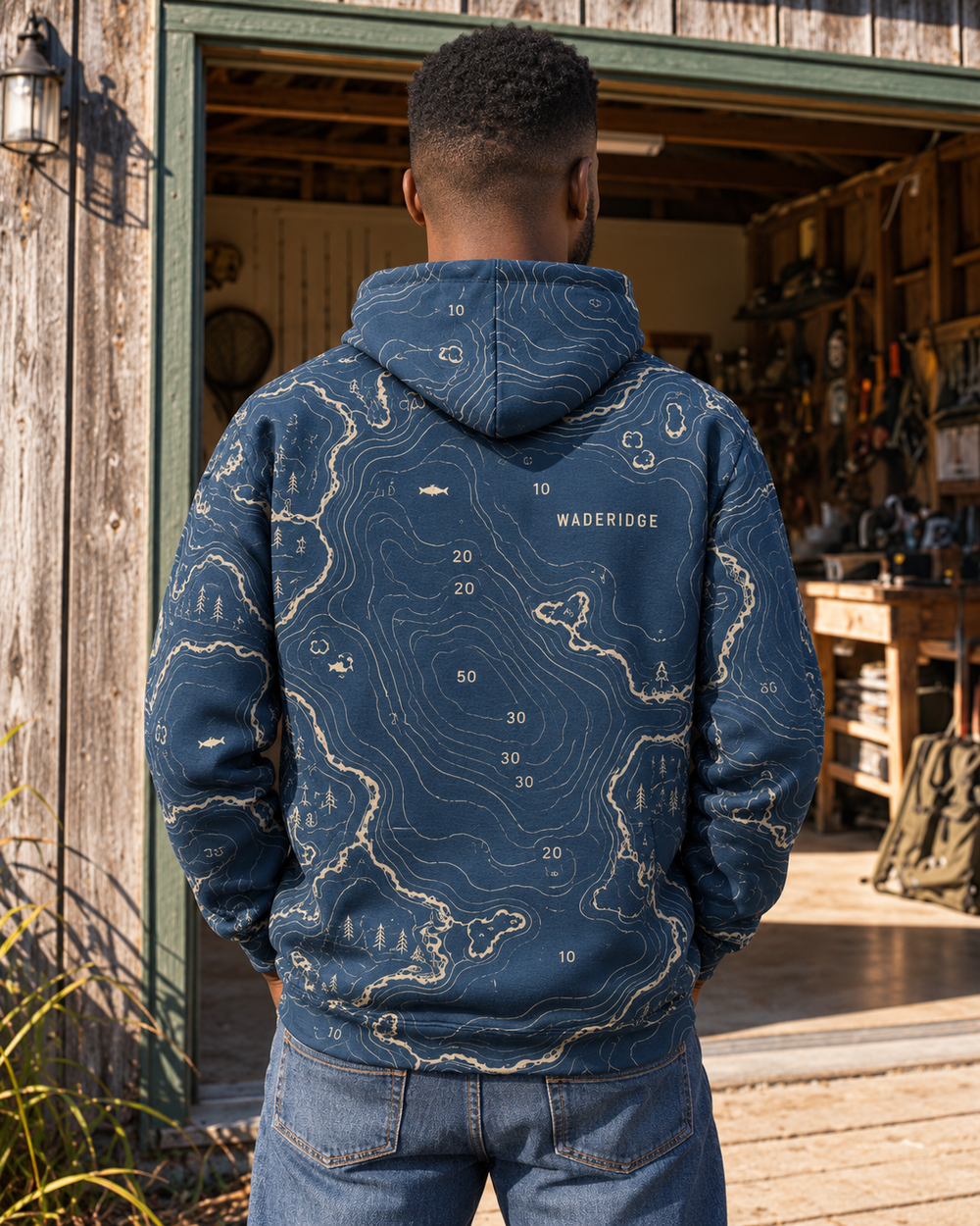 Lake Depth Map All-Over Print Hoodie — front