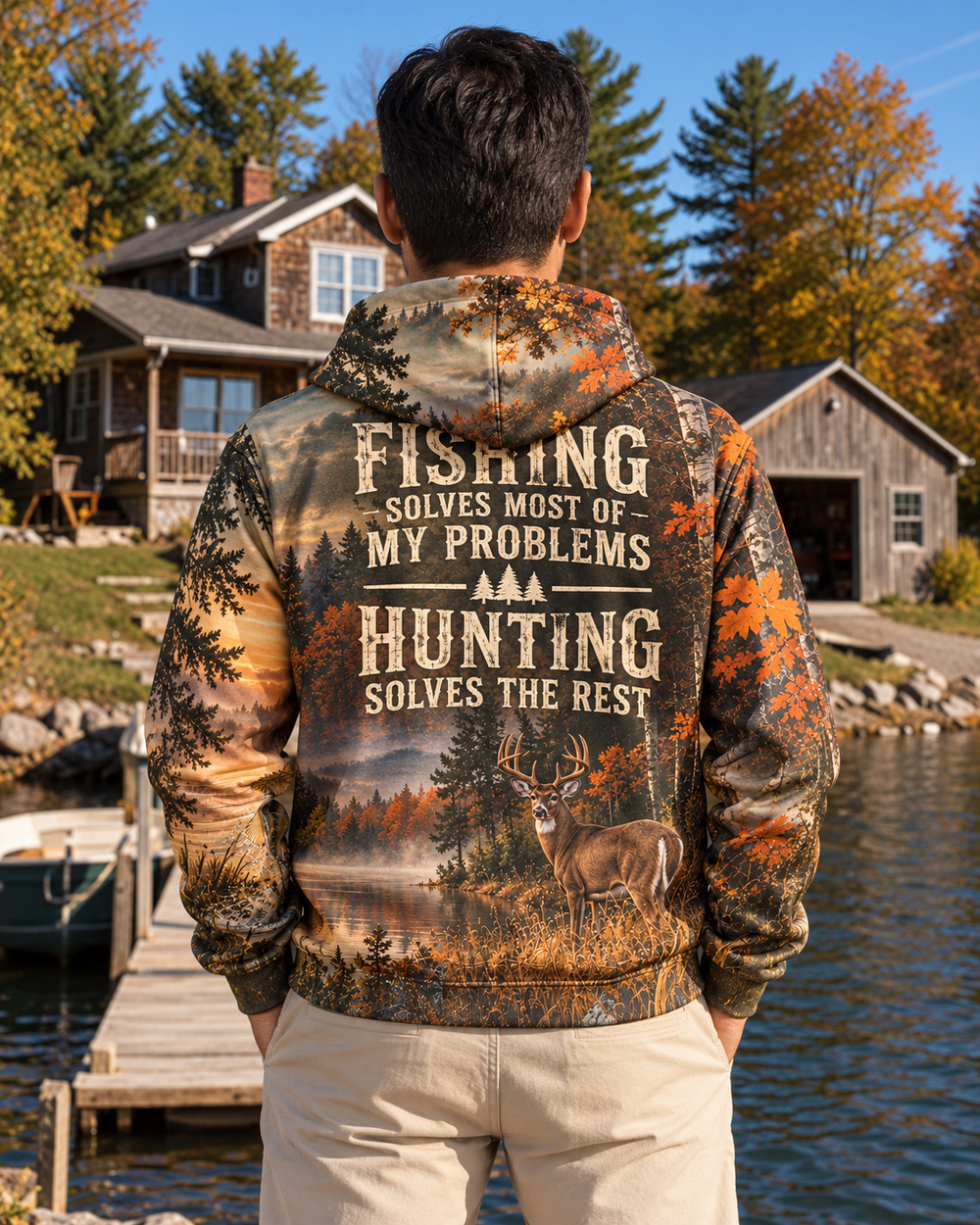 Lake To Treeline All-Over Print Hoodie — front