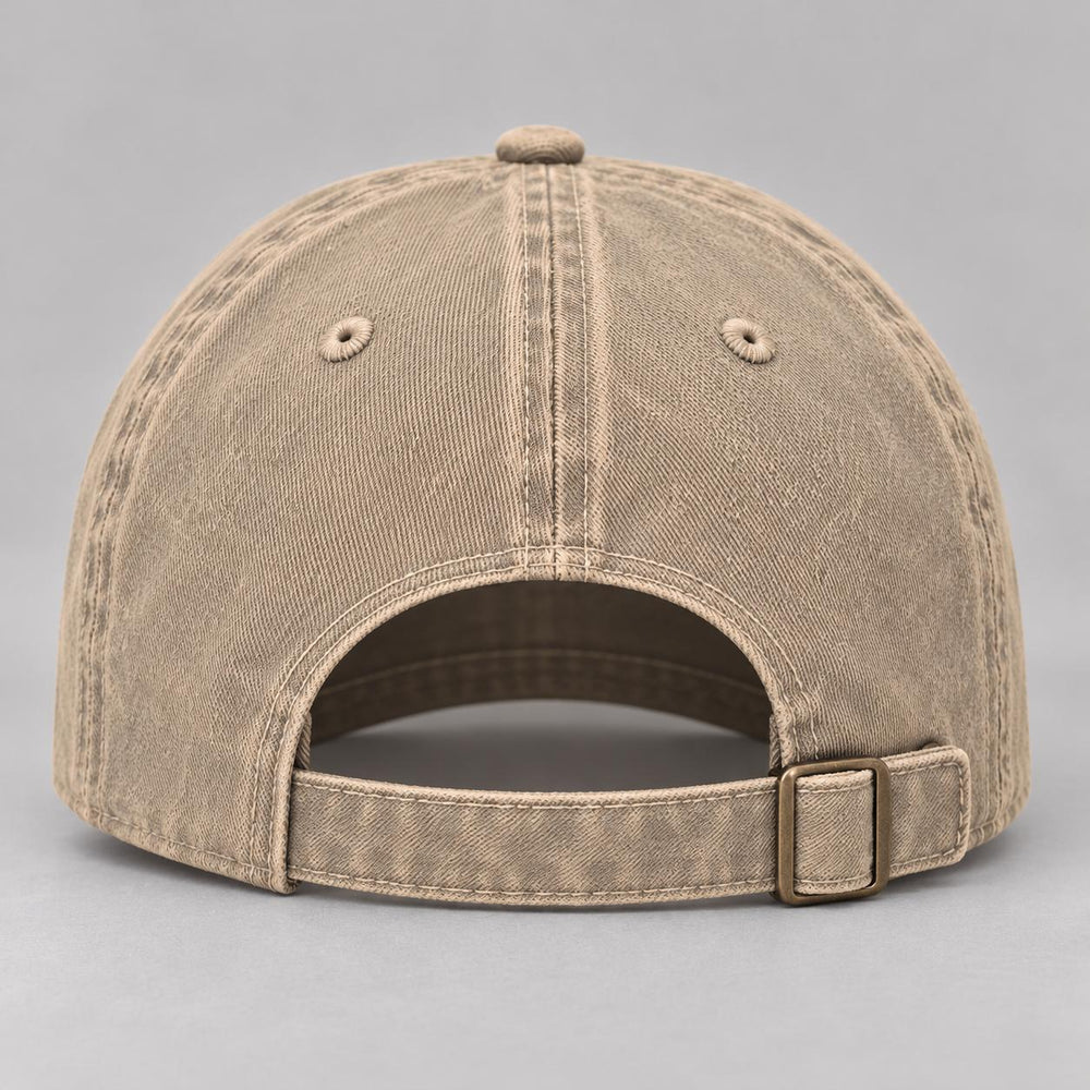 Rainbow Trout Embroidered Hat — Beige — back strap