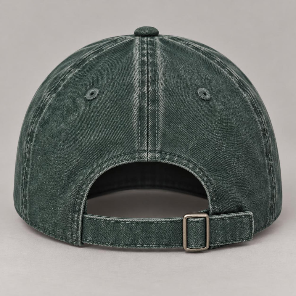 Rainbow Trout Embroidered Hat — Moss Green — back strap