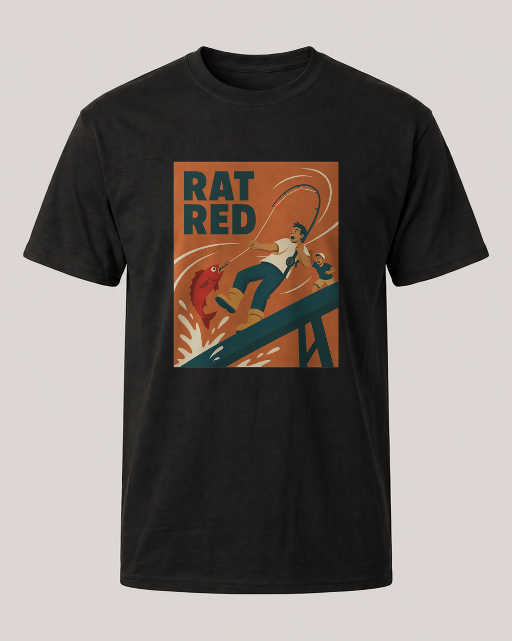 Rat Red tee — black, front