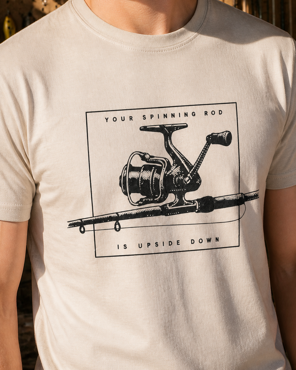 Rod Upside Down tee — sand, worn, side