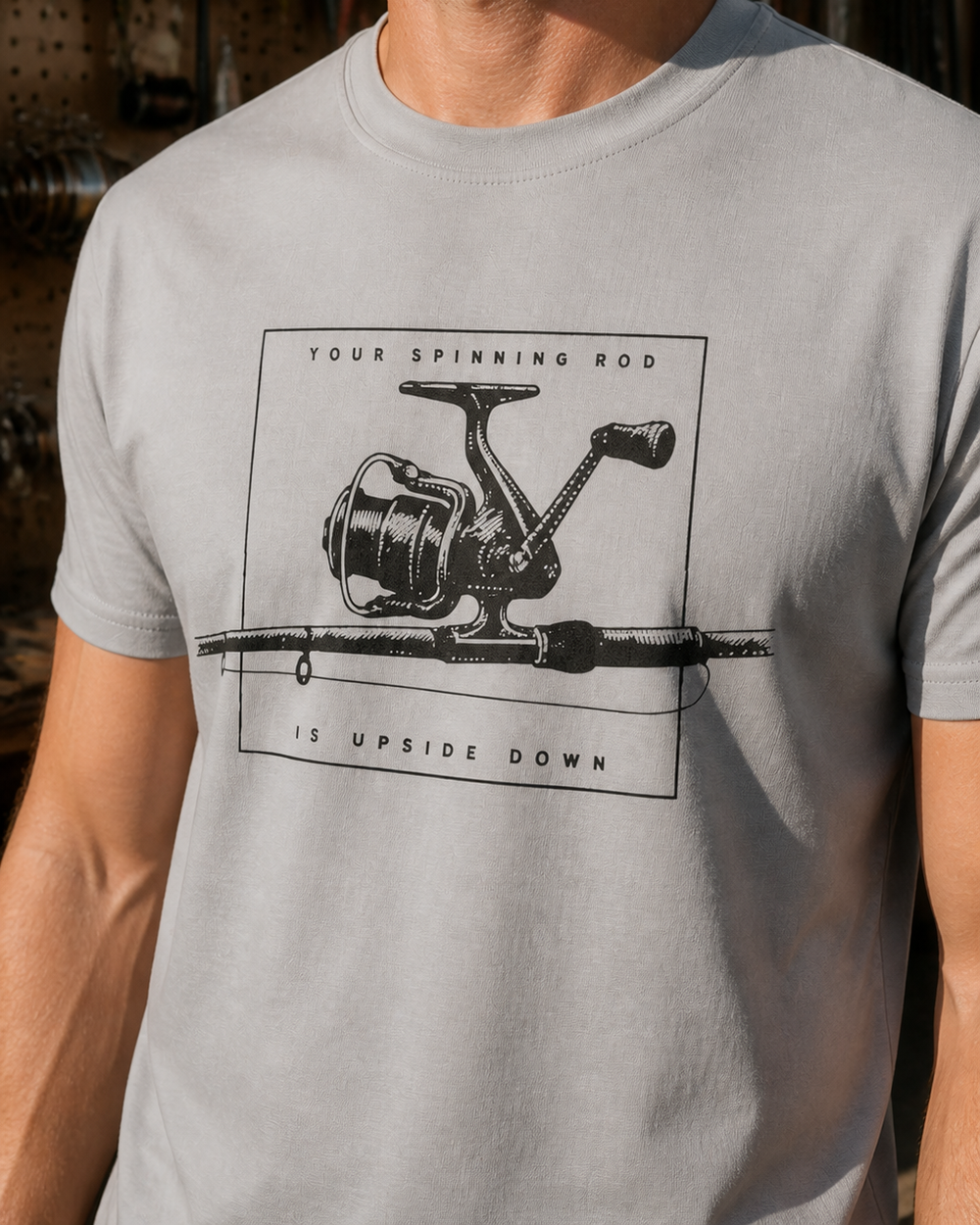 Rod Upside Down tee — sports grey, worn, side