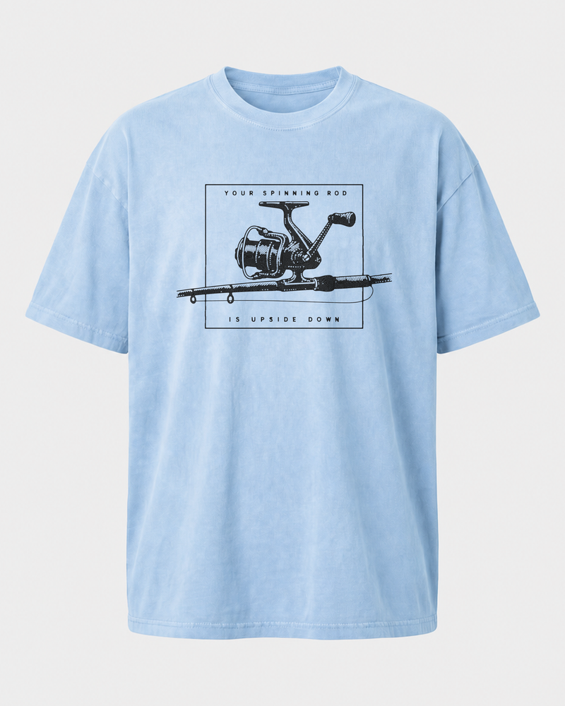 Rod Upside Down washed tee — washed light blue, front