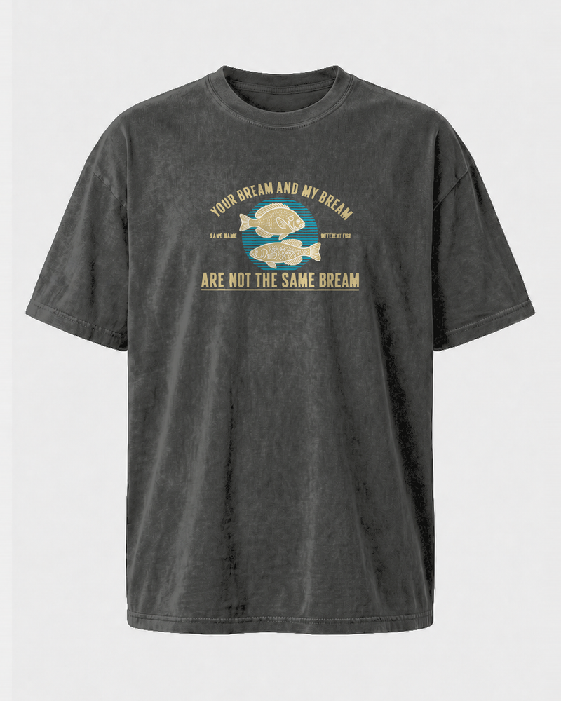 Not The Same Bream washed tee — washed black, front