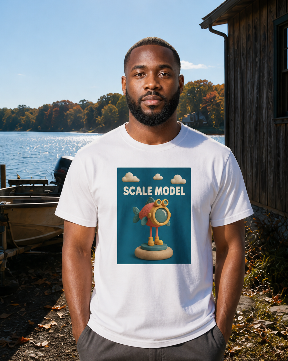 Scale Model tee — worn, front