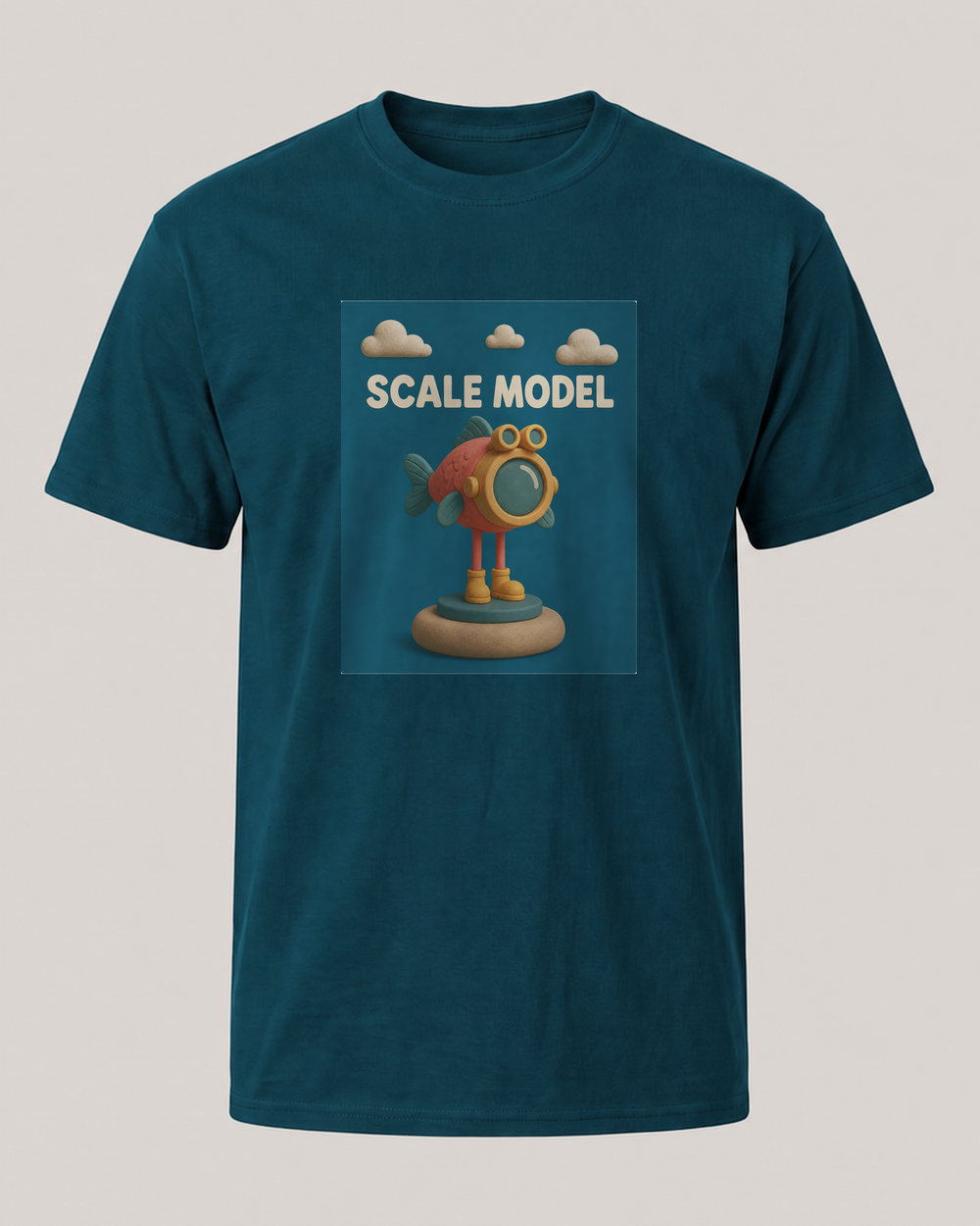 Scale Model tee — midnight navy, worn, front