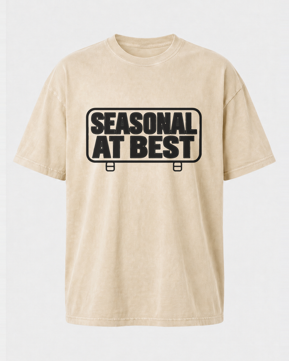Seasonal At Best washed tee — washed bone, front