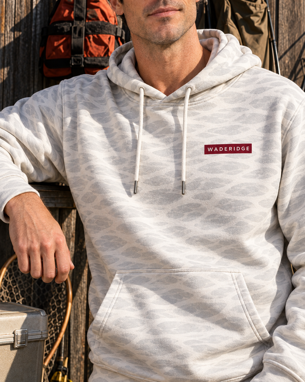 She Said Fishing Or Me Red Bobber All-Over Print Hoodie — model angle