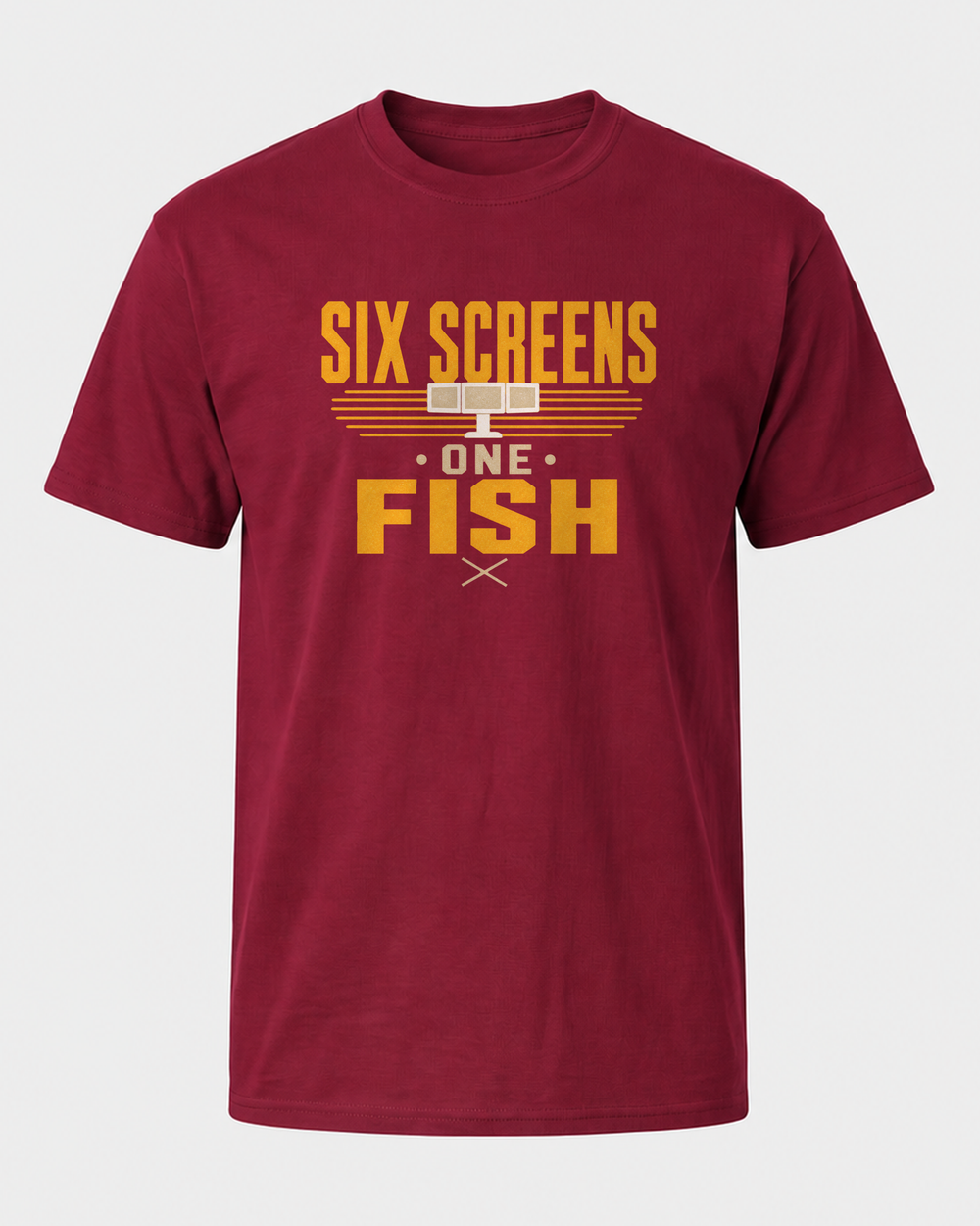 Six Screens One Fish Two Tone tee — front