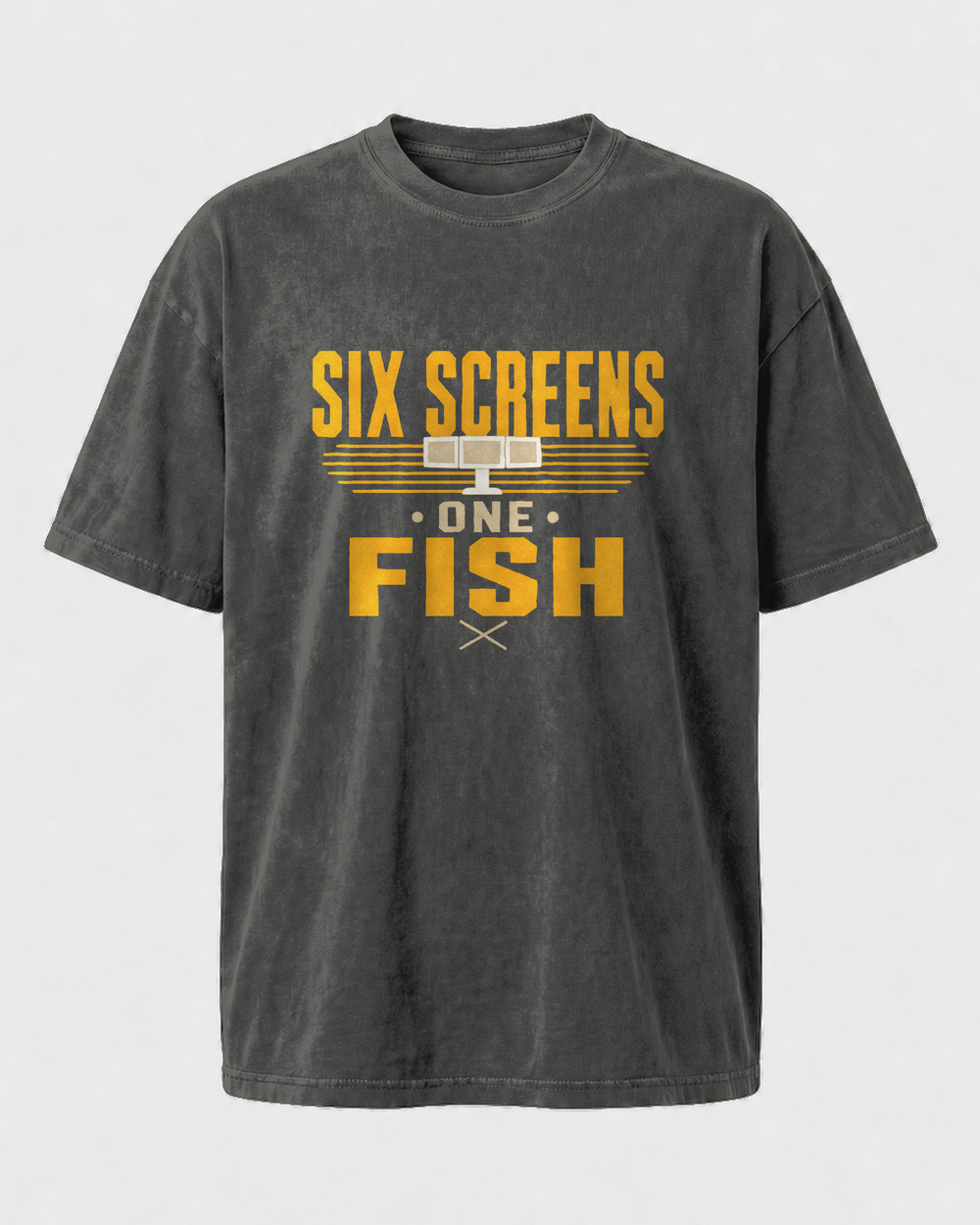 Six Screens One Fish Two Tone washed tee — washed black, front