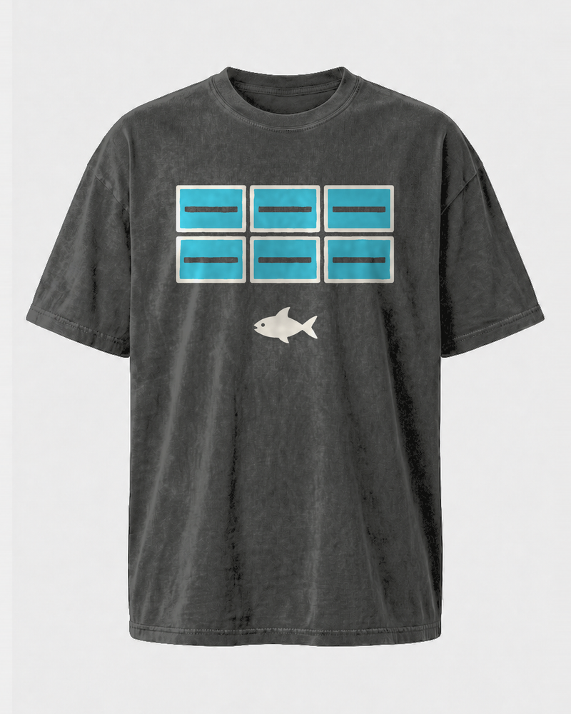 Screens And Fish washed tee — washed black, front