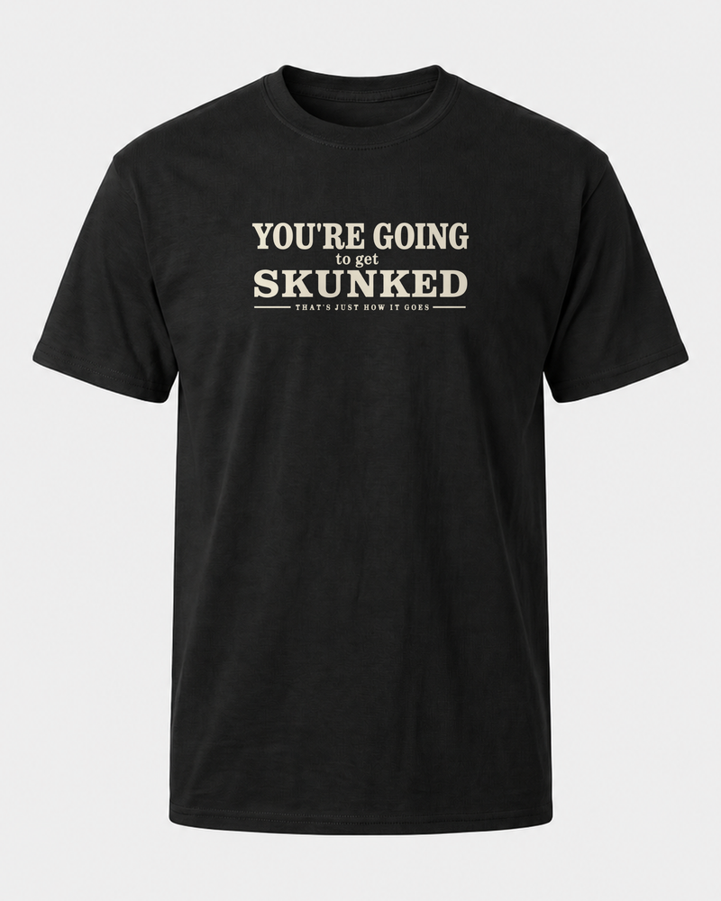 Skunked tee — black, front