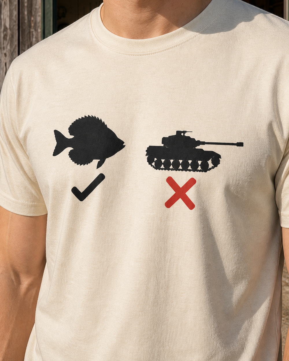 Slab, Not Tank — Symbol tee — bone, worn, side