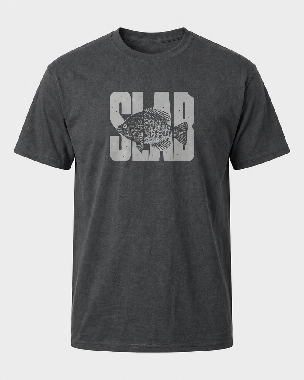 Slab tee — dark heather, front