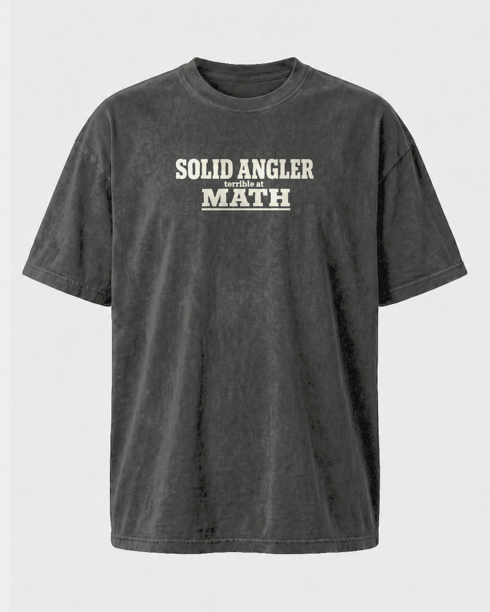 Solid Angler, Terrible At Math washed tee — washed black, front