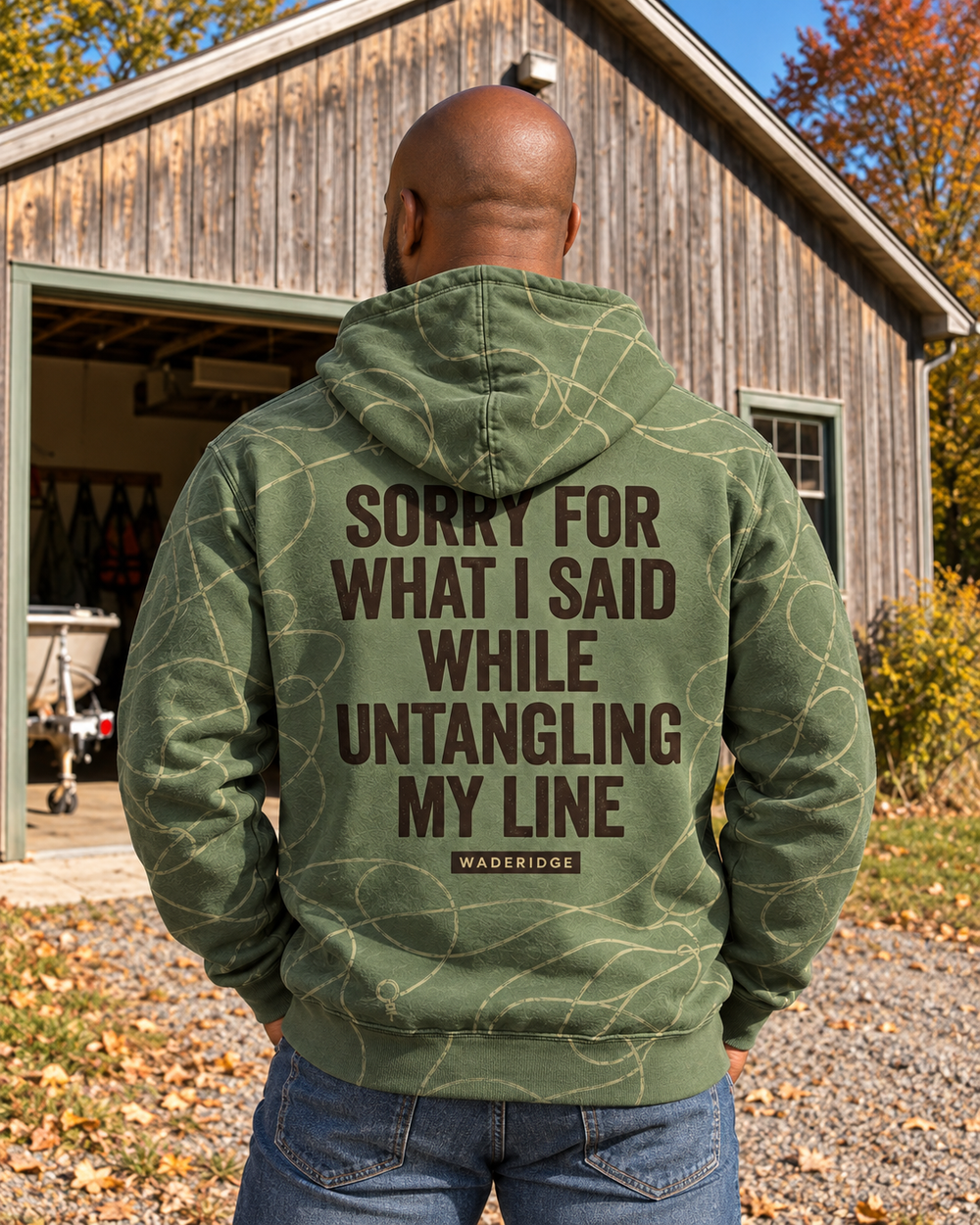 Sorry For What I Said While Untangling My Line All-Over Print Hoodie — model back