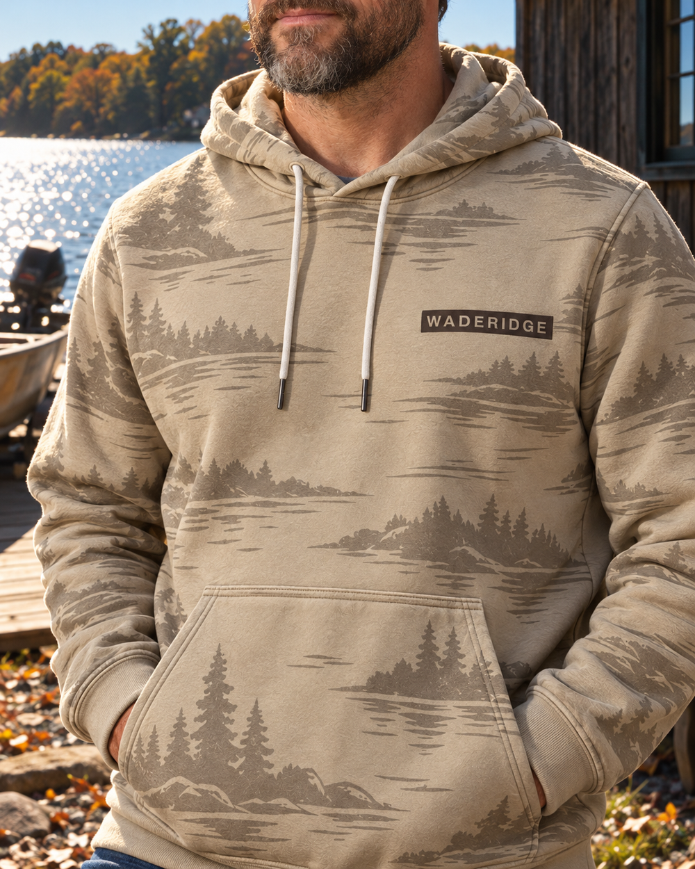 Sorry I'm Late I Saw A Lake All-Over Print Hoodie — model angle