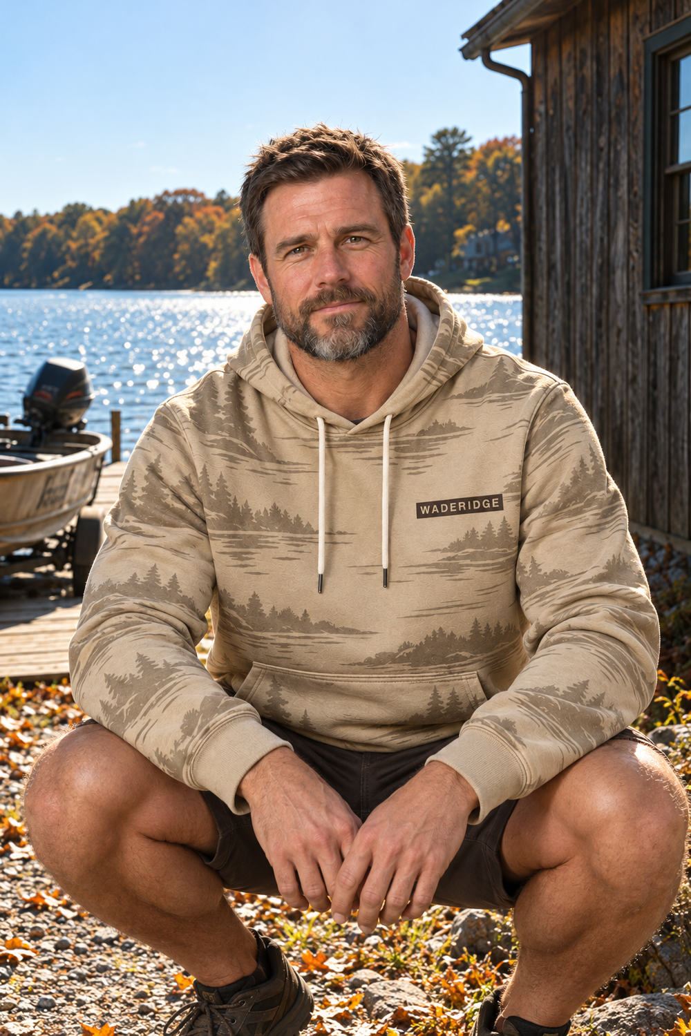Sorry I'm Late I Saw A Lake All-Over Print Hoodie — model front