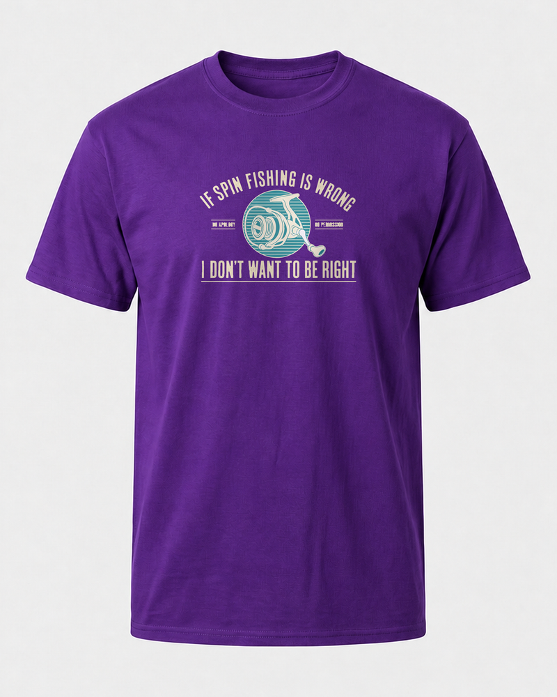 If Spin Fishing Is Wrong tee — purple, front