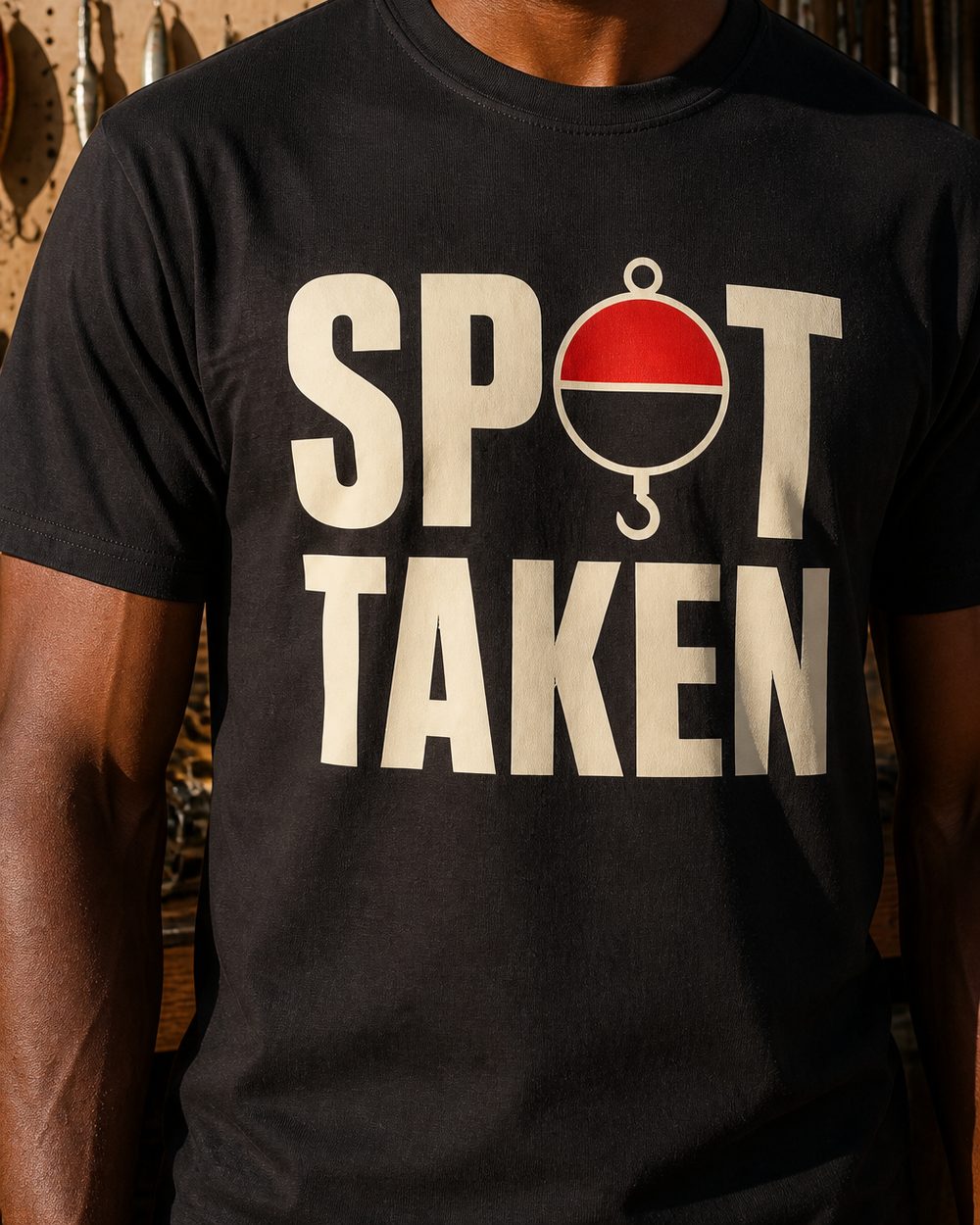 Spot Taken tee — black, worn, side