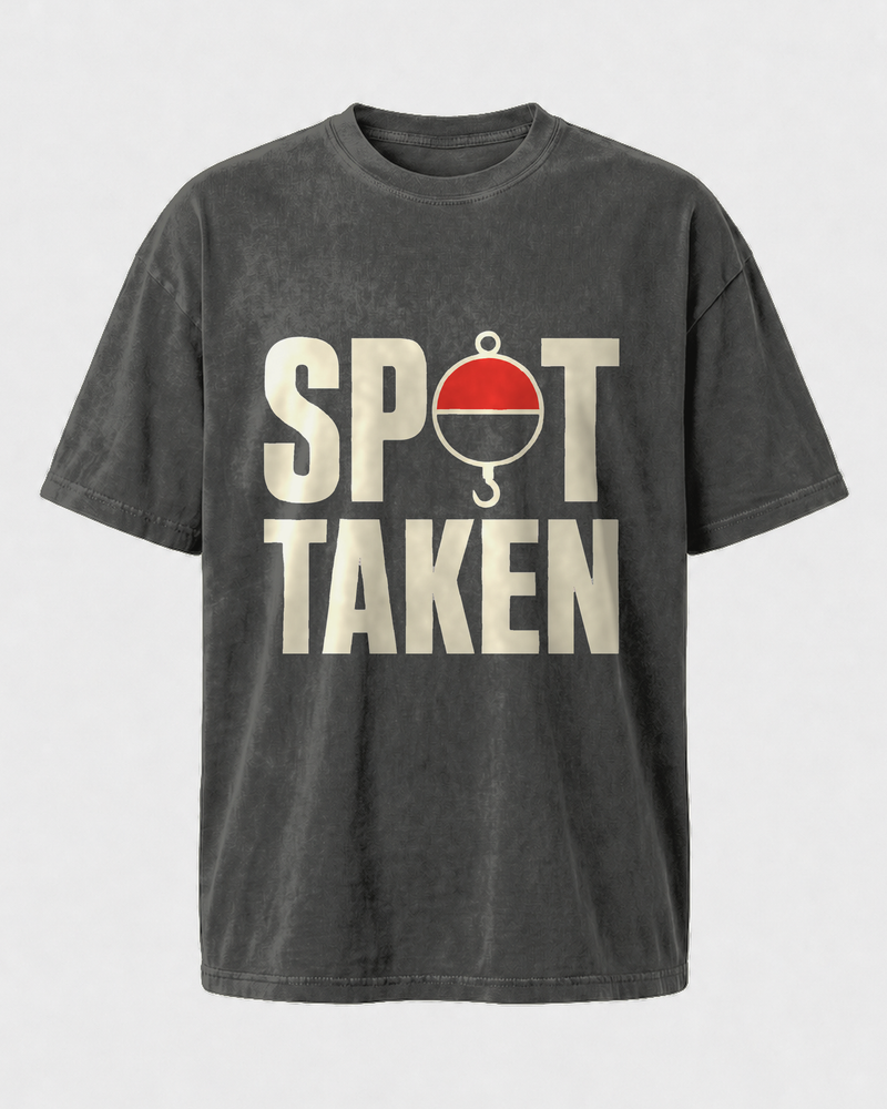 Spot Taken washed tee — washed black, front