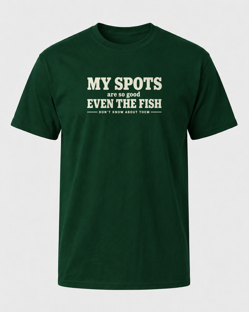 Spots So Good tee — forest, front