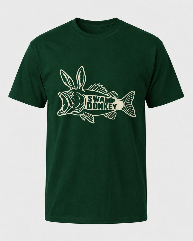 Swamp Donkey tee — forest, front