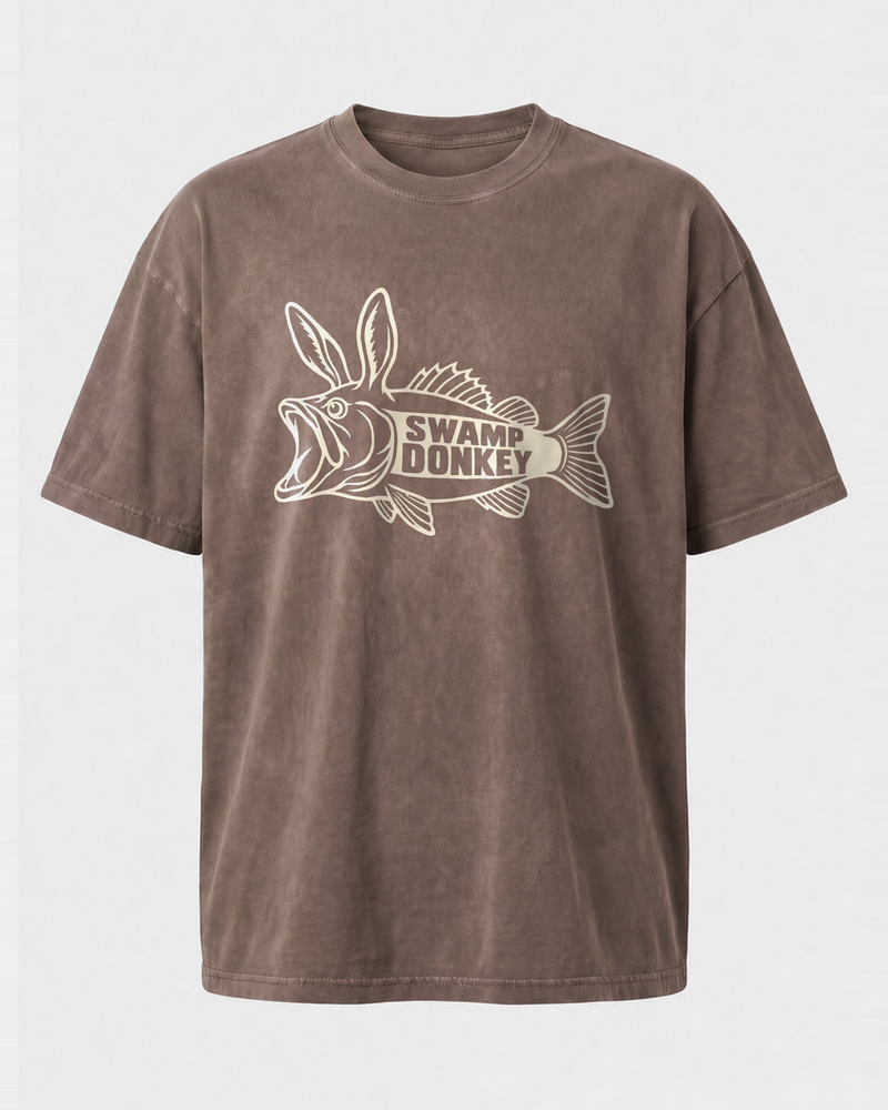 Swamp Donkey washed tee — washed coffee, front