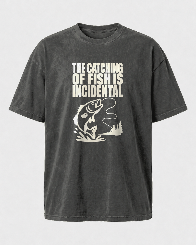 The Catching of Fish Is Incidental washed tee — washed black, front