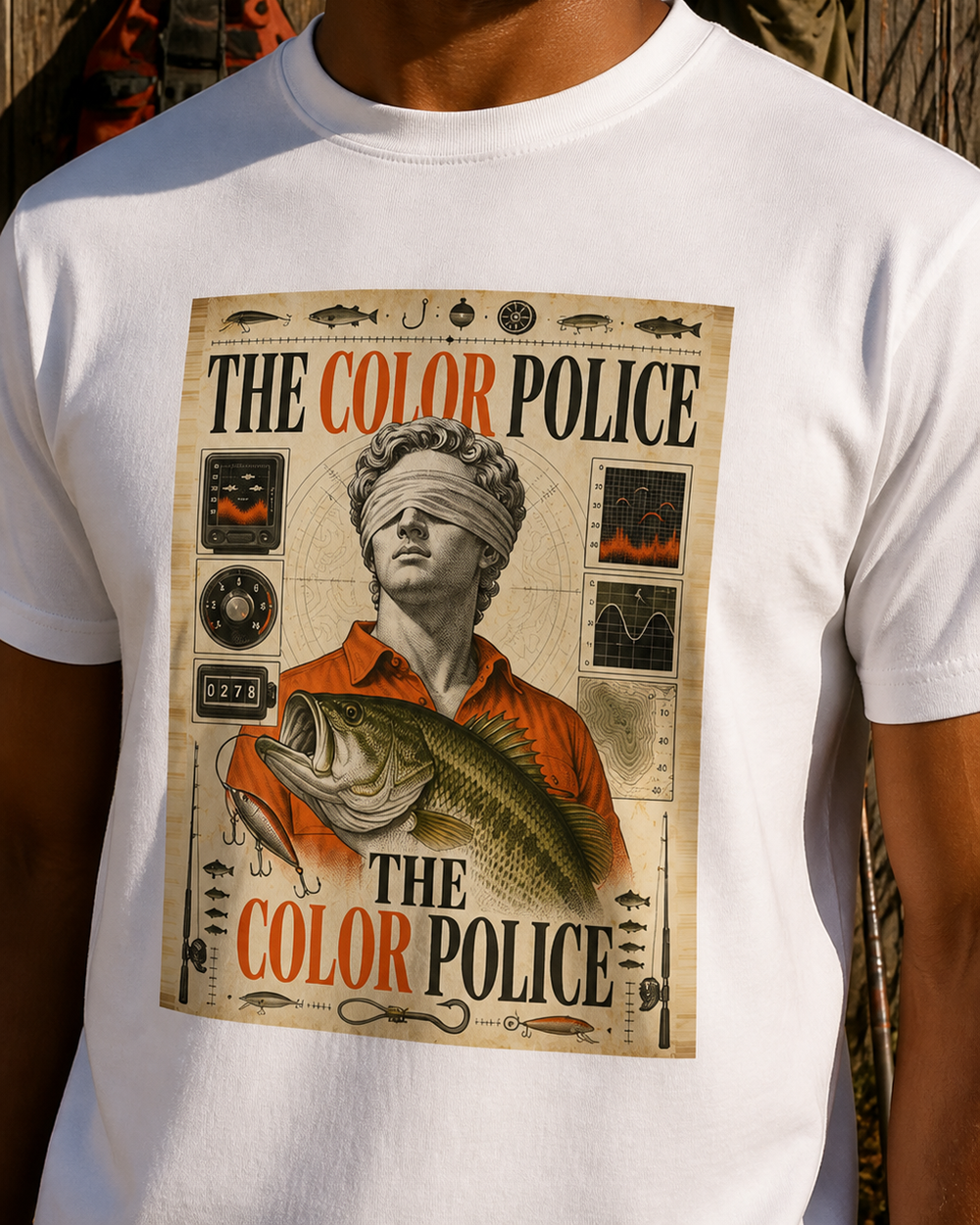 The Color Police tee — worn, side