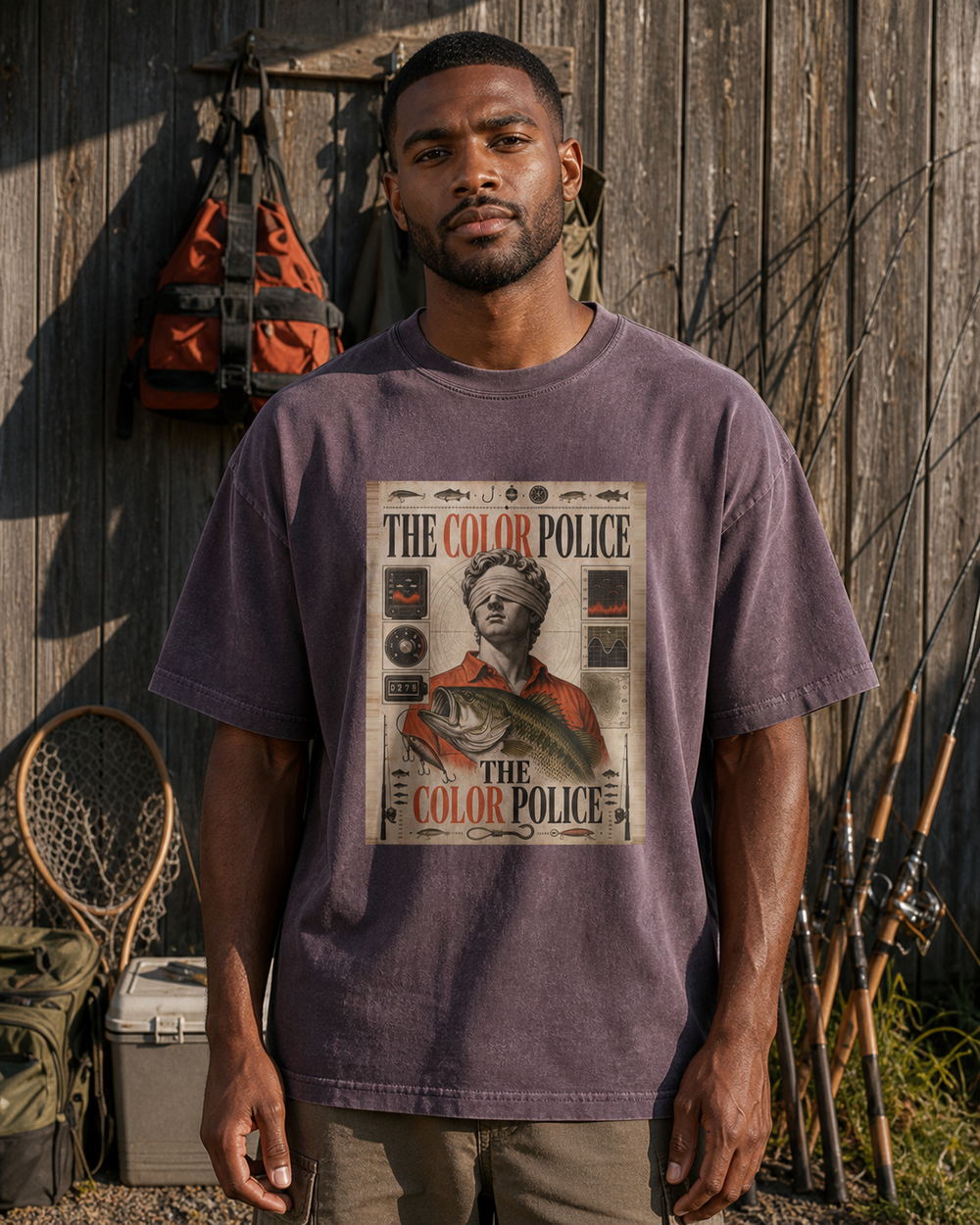 The Color Police washed tee — washed violet, worn, front