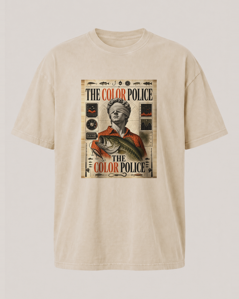 The Color Police washed tee — washed bone, front