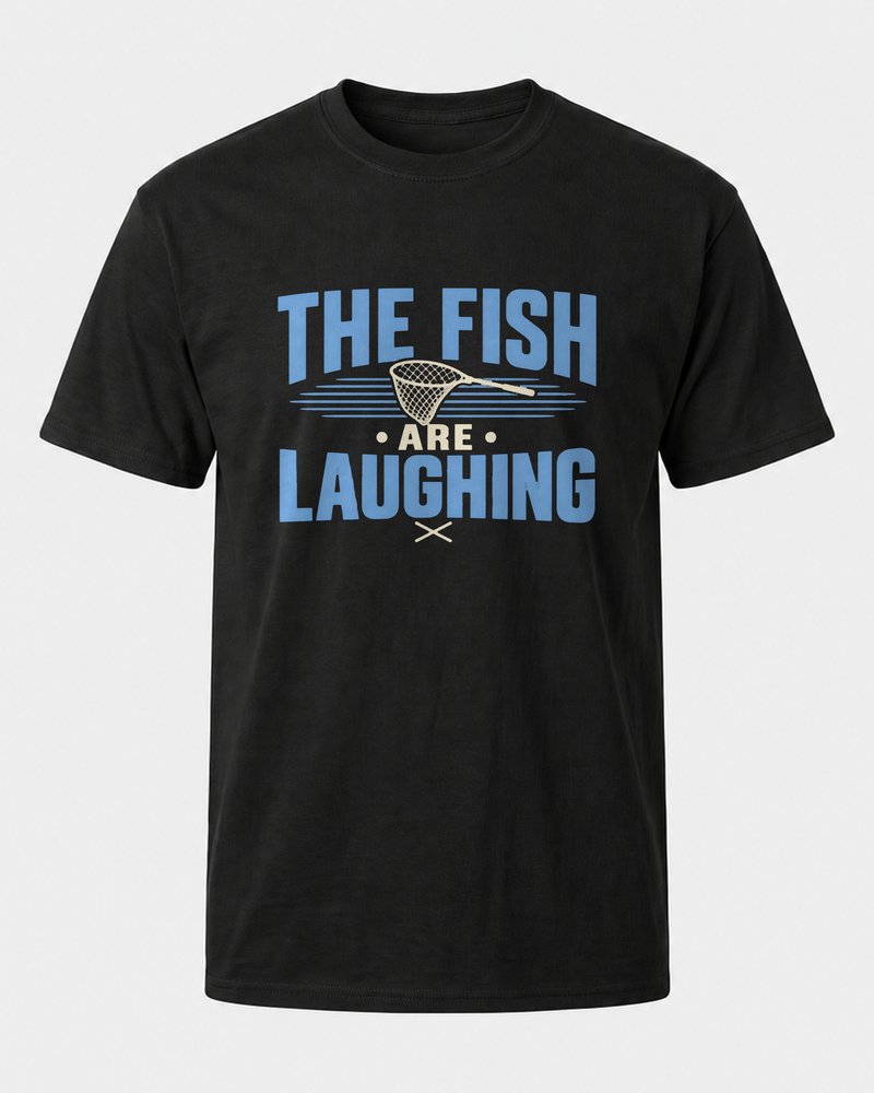The Fish Are Laughing Two Tone tee — black, front