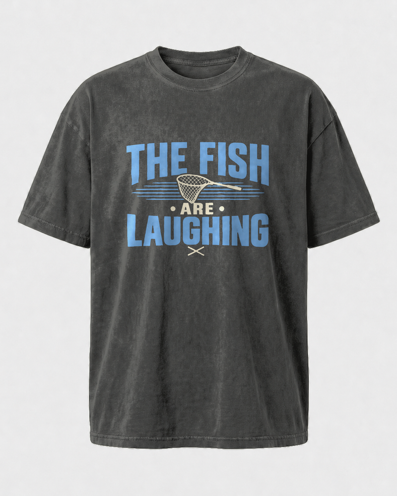 The Fish Are Laughing Two Tone washed tee — washed black, front