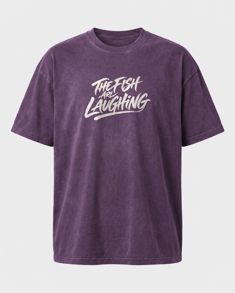 The Fish Are Laughing washed tee — washed violet, front