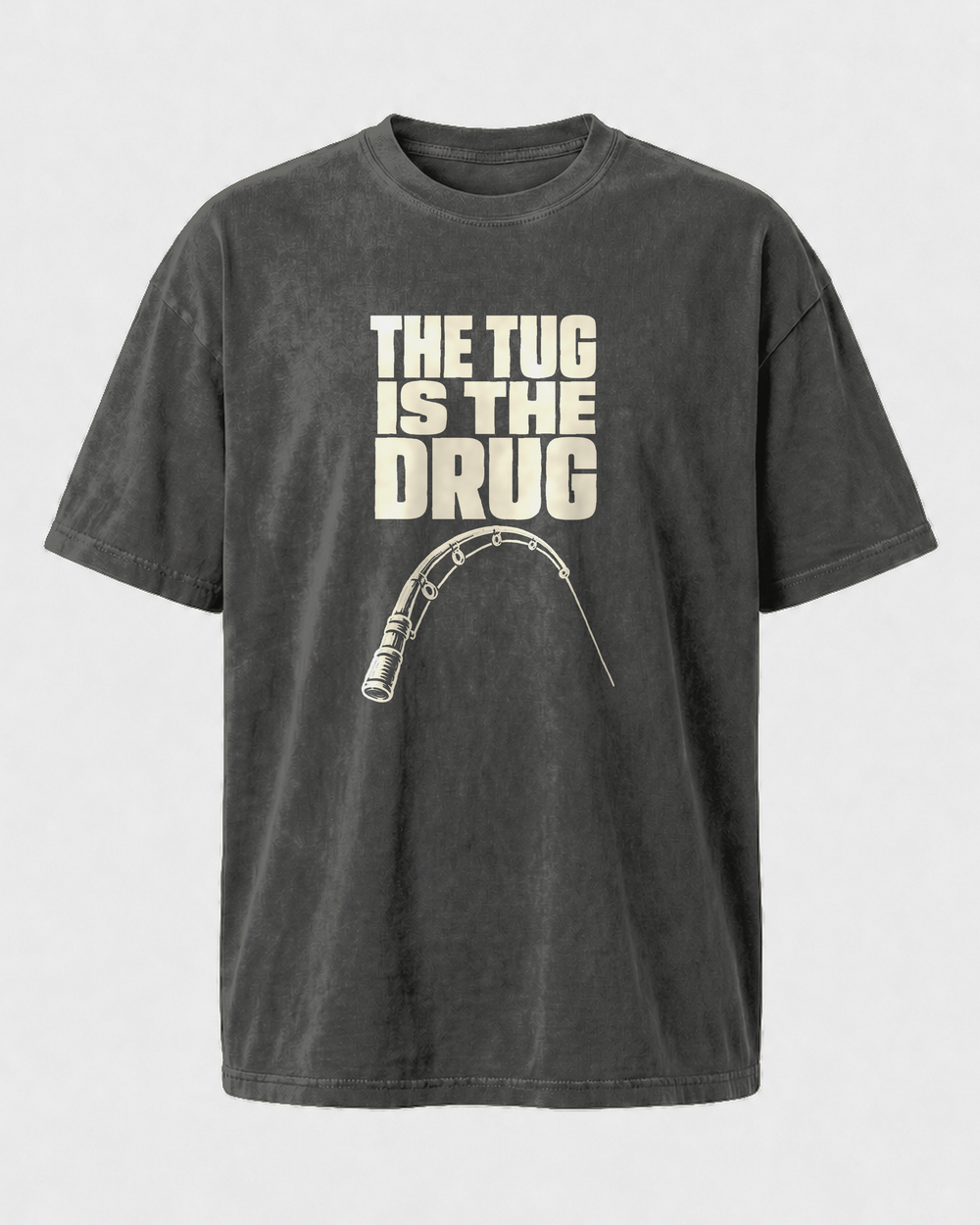The Tug Is the Drug (Clean) washed tee — washed black, front