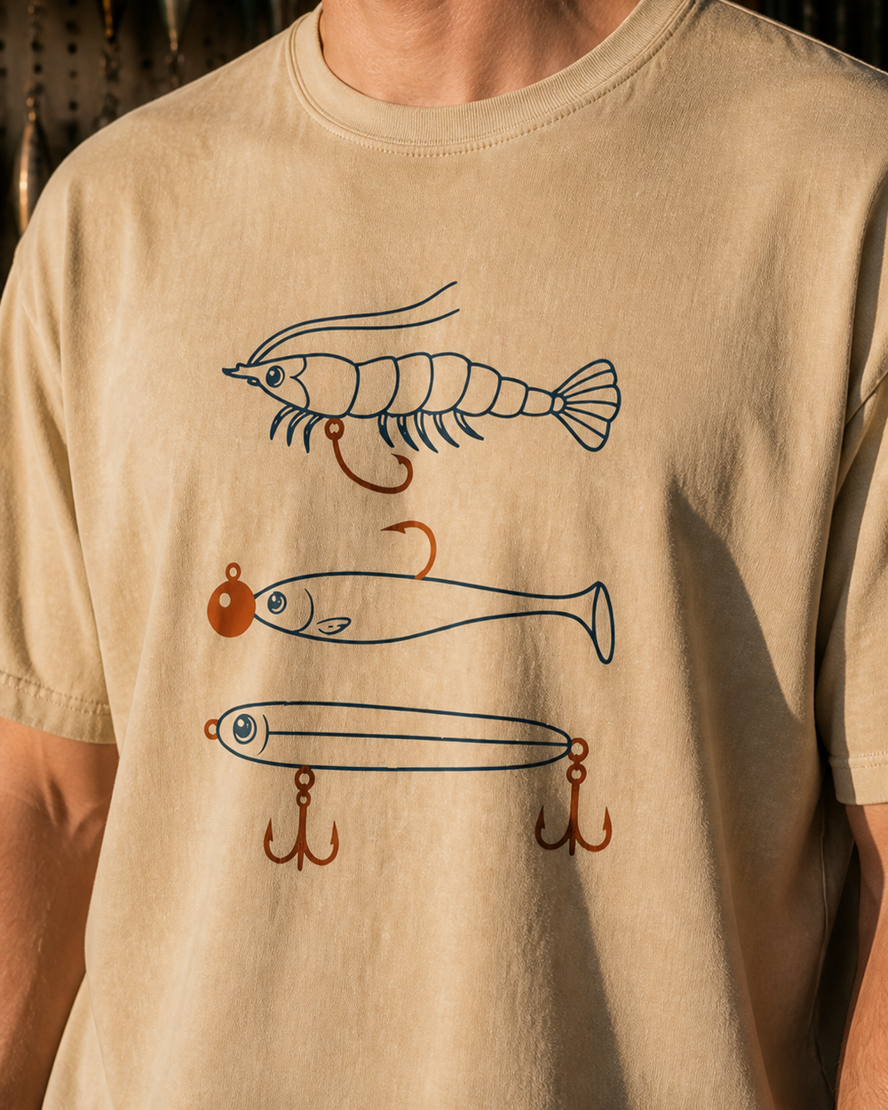Three And Done washed tee — washed bone, worn, side