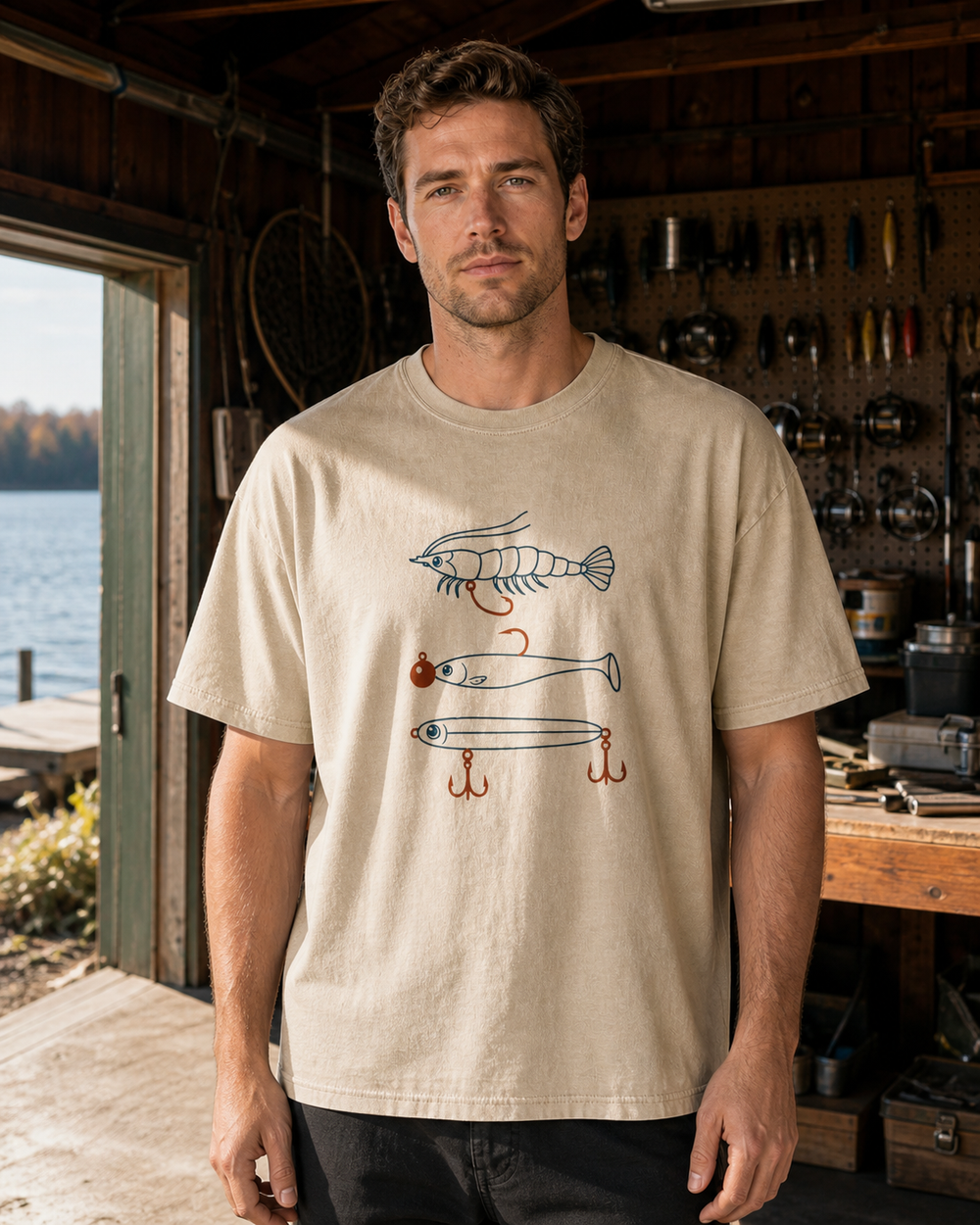 Three And Done washed tee — washed bone, worn, front