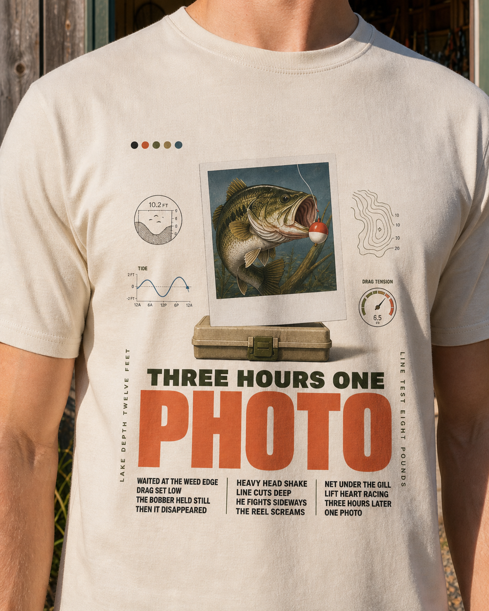 Three Hours One Photo tee — bone, worn, side