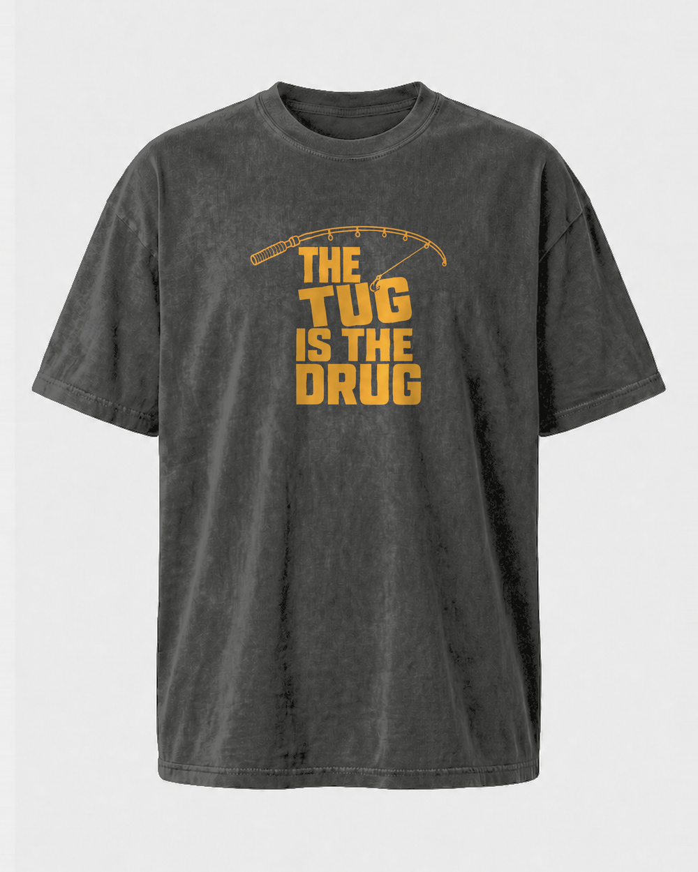 The Tug Is The Drug (free) washed tee — washed black, front