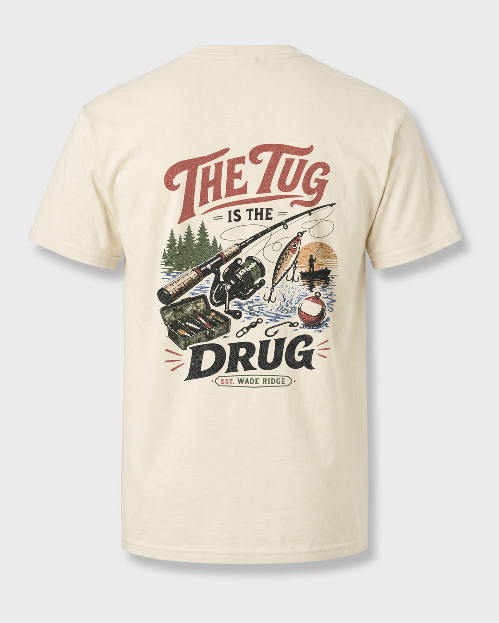 The Tug Is The Drug — Lake Day tee — bone, front