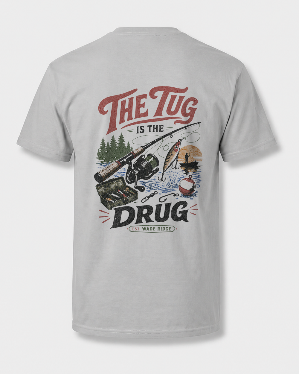 The Tug Is The Drug — Lake Day tee — sports grey, front