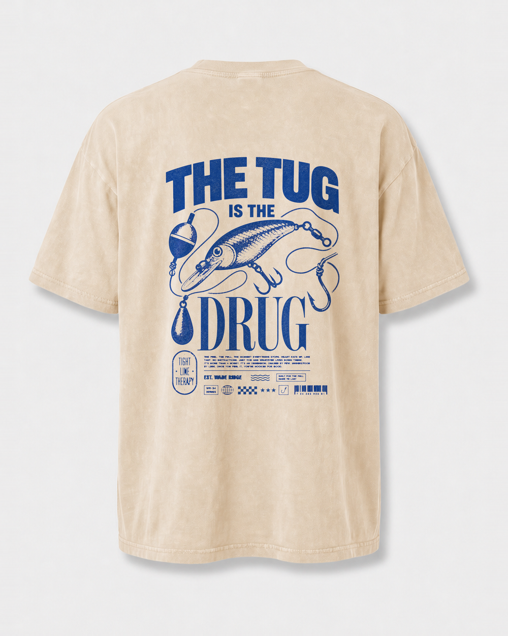 The Tug Is The Drug — Deep Diver washed tee — washed bone, front