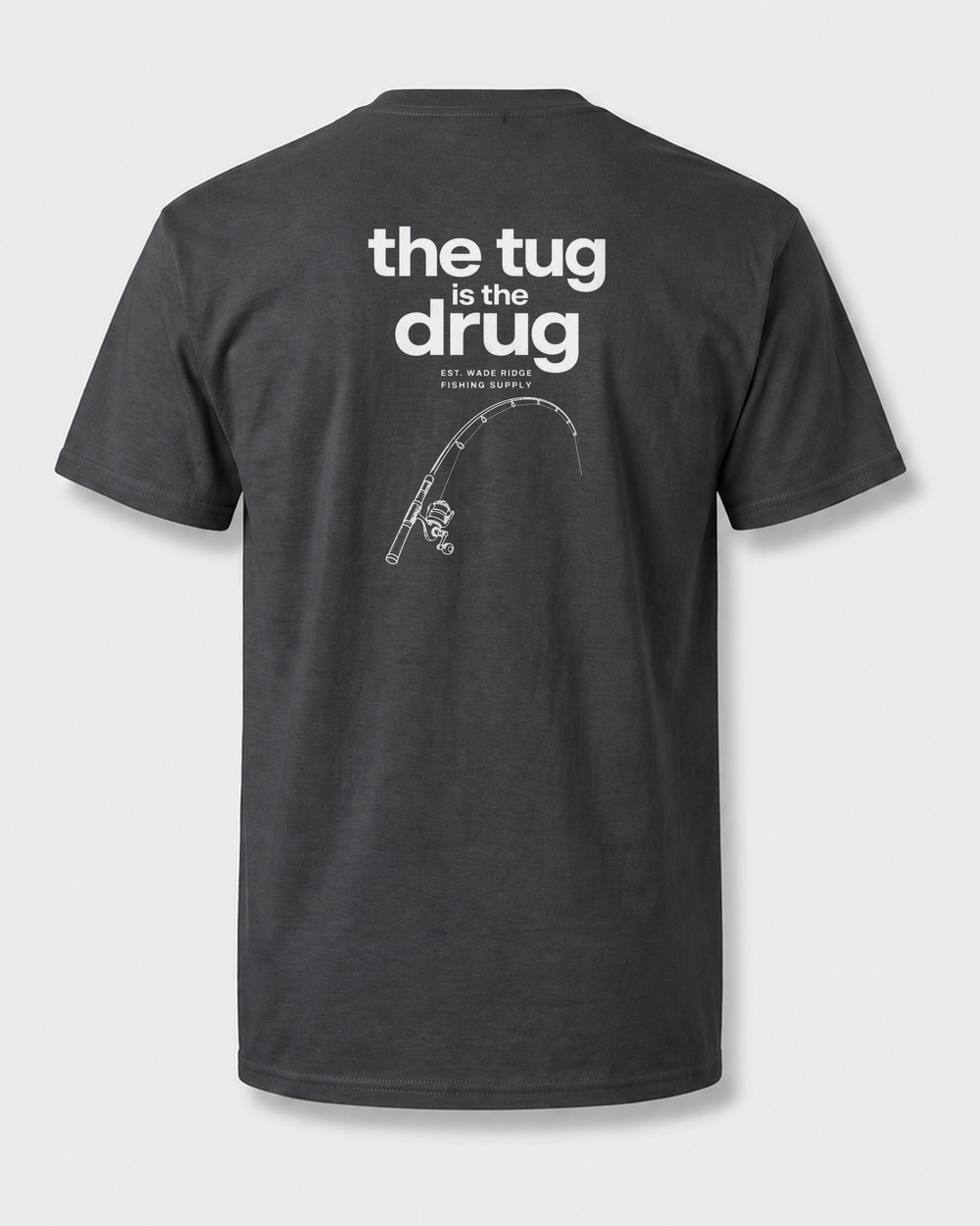 The Tug Is The Drug — Quiet Line tee — dark heather, front