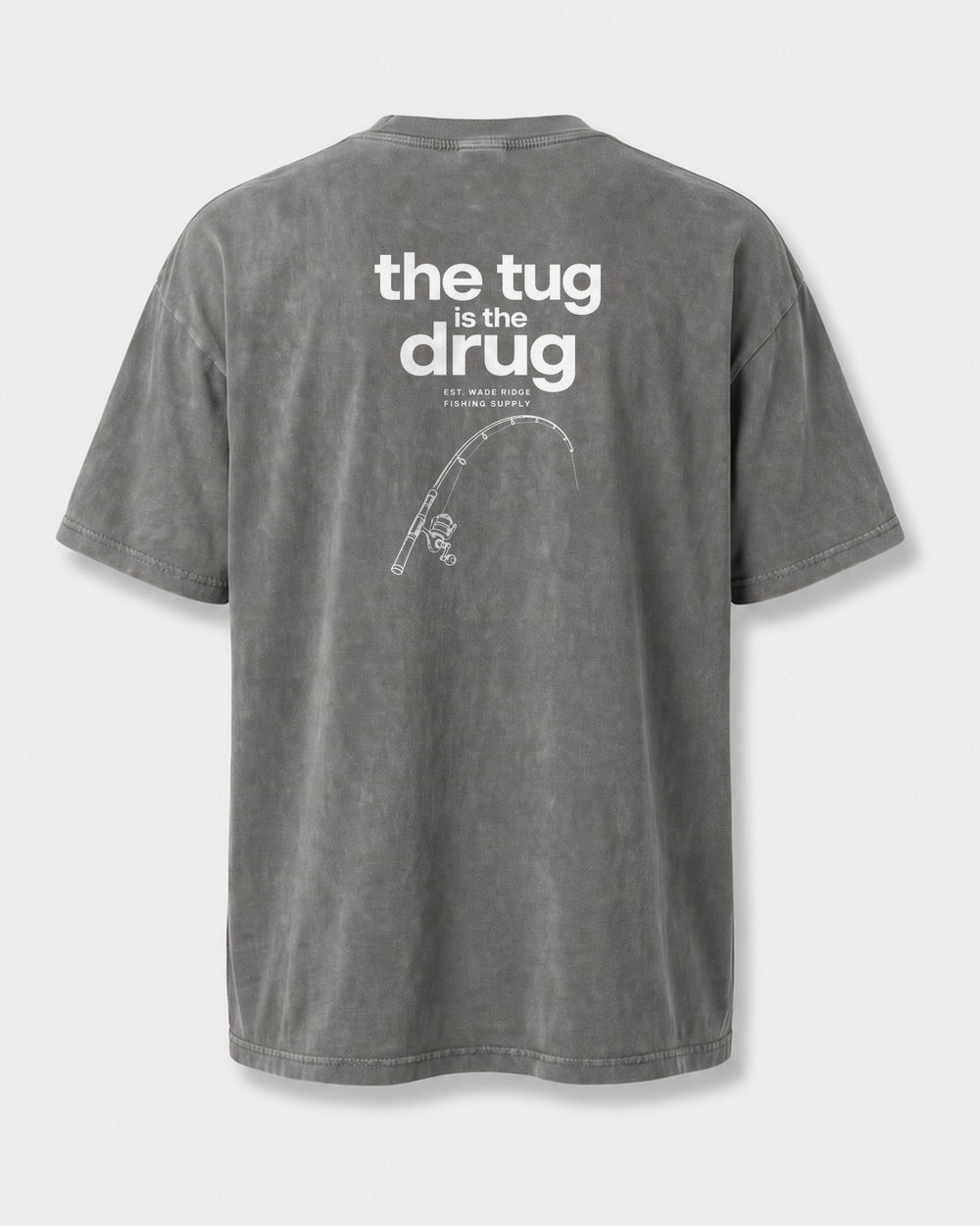The Tug Is The Drug — Quiet Line washed tee — washed charcoal, front