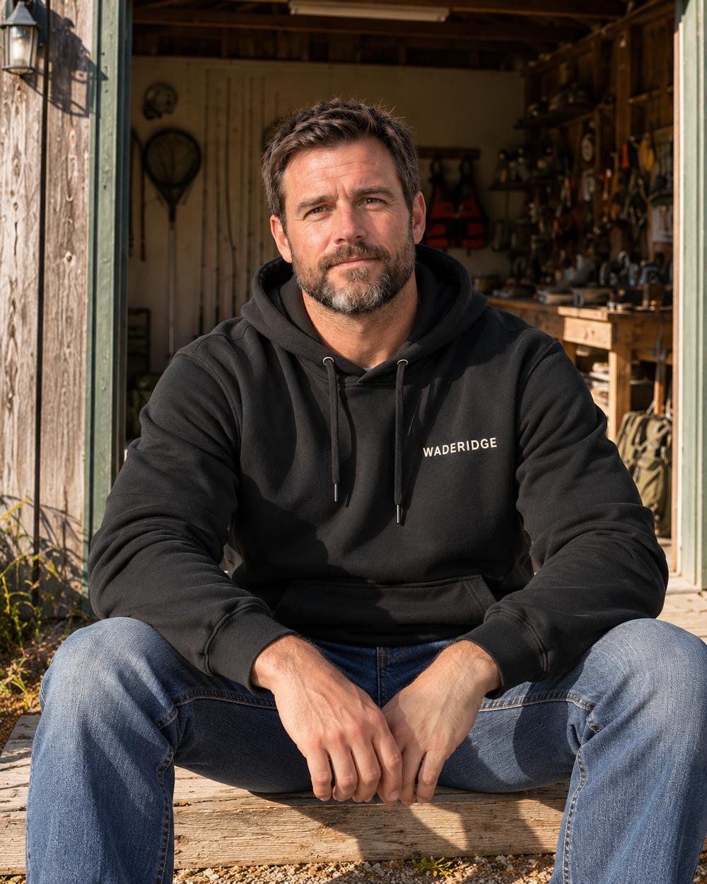 Twin Bass Family Crest All-Over Print Hoodie — model front