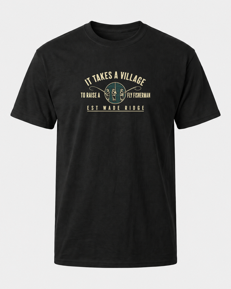 It Takes A Village tee — black, front