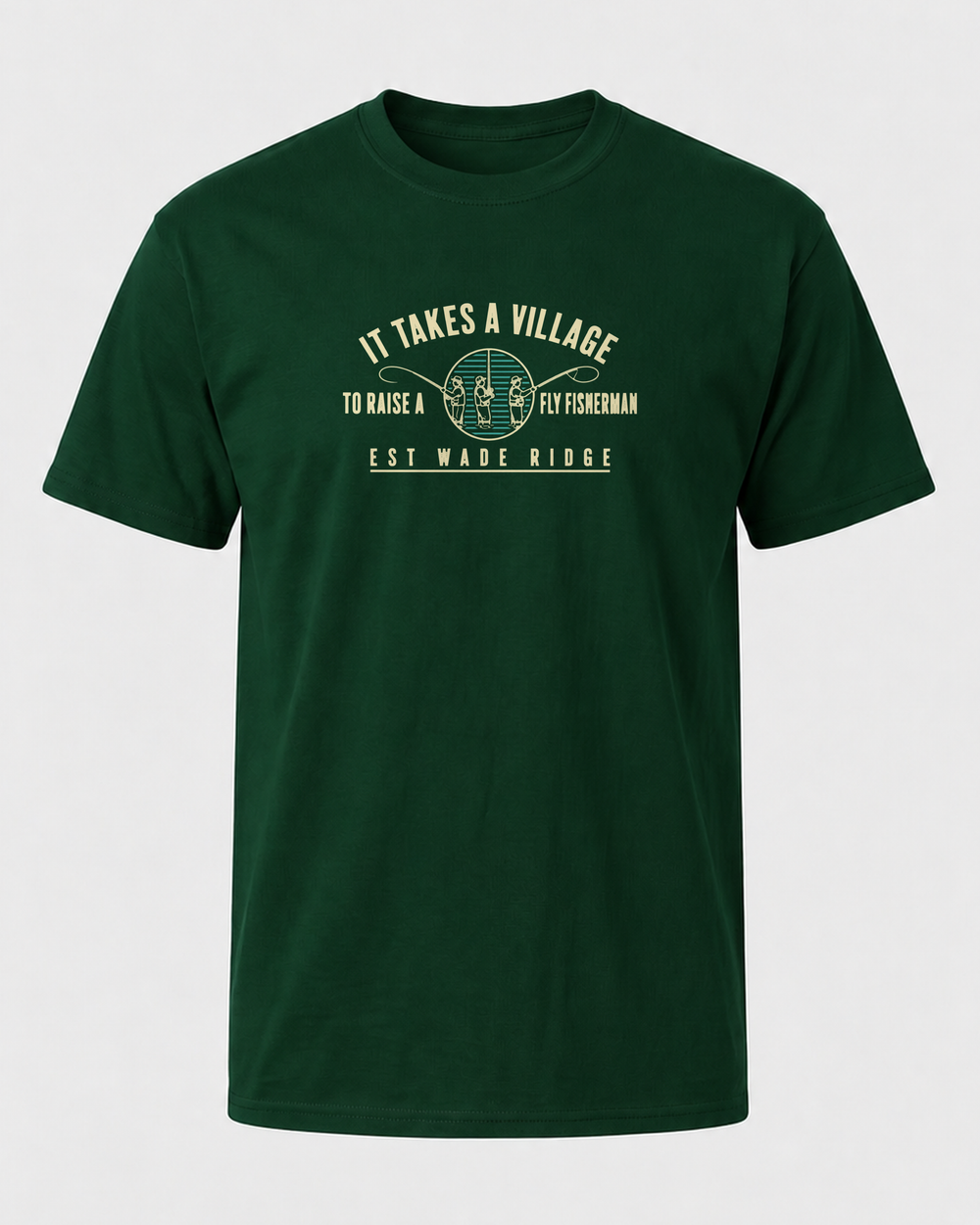 It Takes A Village tee — forest, front
