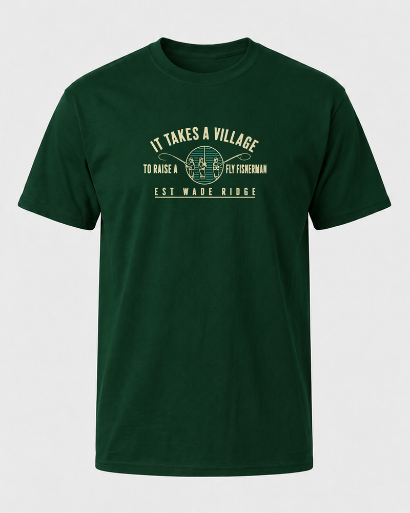 It Takes A Village tee — forest, front